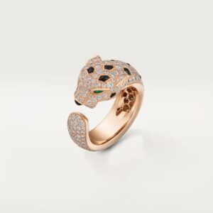 18K ROSE GOLD ONYX, EMERALD AND PAVE DIAMOND THICK RING