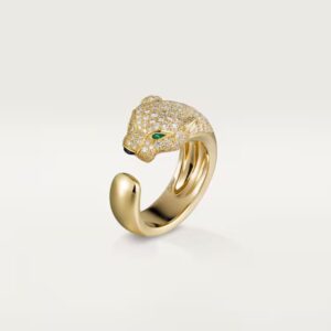 18K YELLOW GOLD ONYX, EMERALD AND DIAMOND THICK RING