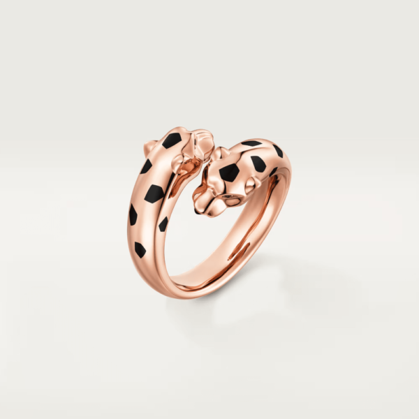 18K ROSE GOLD LACQUER, ONYX AND GARNET RING