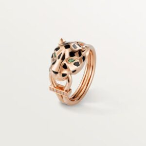 18K ROSE GOLD LACQUER, ONYX, GARNET AND DIAMOND RING