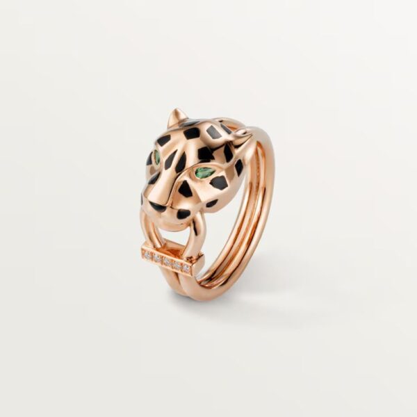 18K ROSE GOLD LACQUER, ONYX, GARNET AND DIAMOND RING