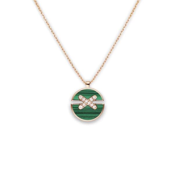 18K ROSE GOLD MALACHITE AND DIAMOND MEDIUM NECKLACE