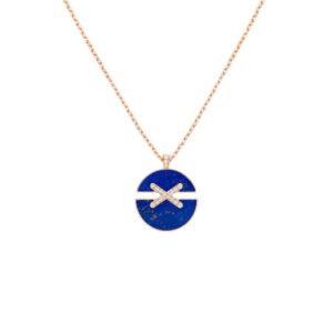 18K ROSE GOLD LAPIS AND DIAMOND MEDIUM NECKLACE