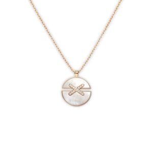18K ROSE GOLD MOTHER OF PEARL AND DIAMOND MEDIUM NECKLACE