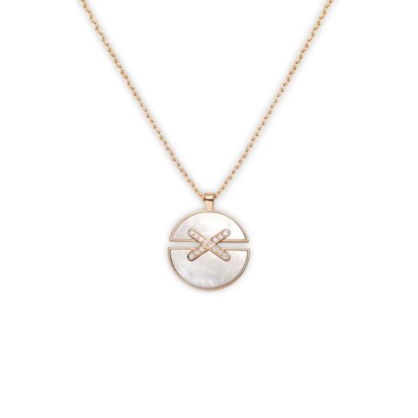 18K ROSE GOLD MOTHER OF PEARL AND DIAMOND MEDIUM NECKLACE