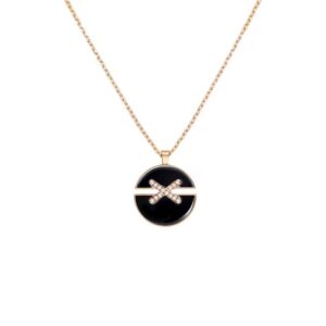 18K ROSE GOLD ONYX AND DIAMOND MEDIUM NECKLACE
