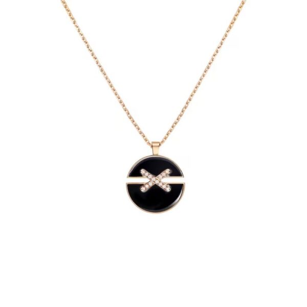 18K ROSE GOLD ONYX AND DIAMOND MEDIUM NECKLACE