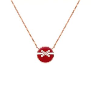 18K ROSE GOLD CARNELIAN AND DIAMOND SMALL NECKLACE