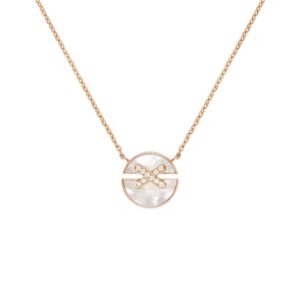 18K ROSE GOLD MOTHER OF PEARL AND DIAMOND SMALL NECKLACE