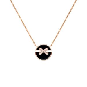 18K ROSE GOLD ONYX AND DIAMOND SMALL NECKLACE