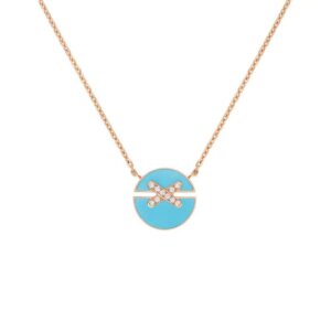 18K ROSE GOLD TURQUOISE AND DIAMOND SMALL NECKLACE