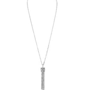 18K WHITE GOLD ONYX, EMERALD AND DIAMOND NECKLACE