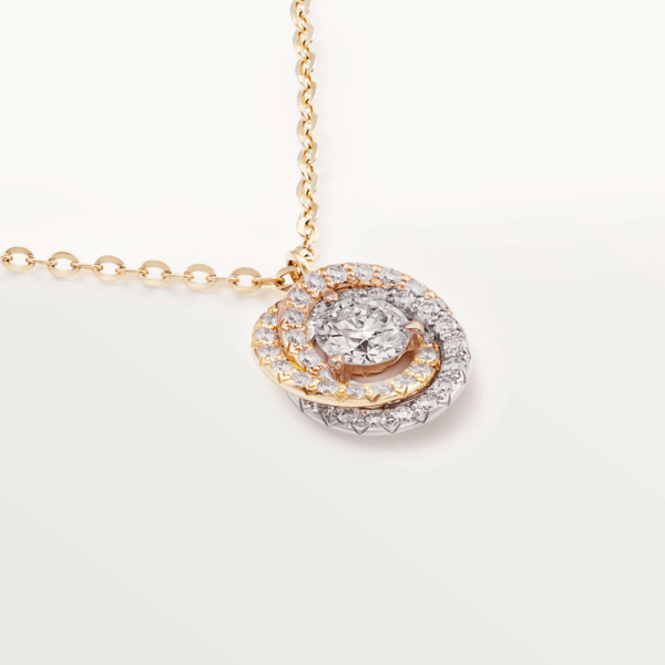 18K ROSE, WHITE AND YELLOW GOLD PAVE DIAMOND NECKLACE