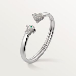 18K WHITE GOLD ONYX, EMERALD AND DIAMOND BRACELET