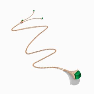 18K ROSE GOLD GREEN AGATE AND DIAMOND REV NECKLACE