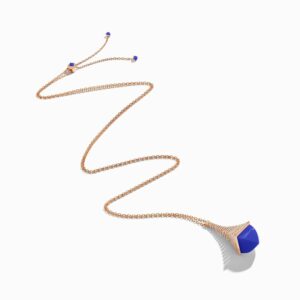 18K ROSE GOLD LAPIS LAZULI AND DIAMOND REV NECKLACE