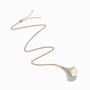 18K ROSE GOLD MOON STONE AND DIAMOND REV NECKLACE