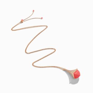 18K ROSE GOLD PINK CORAL AND DIAMOND REV NECKLACE