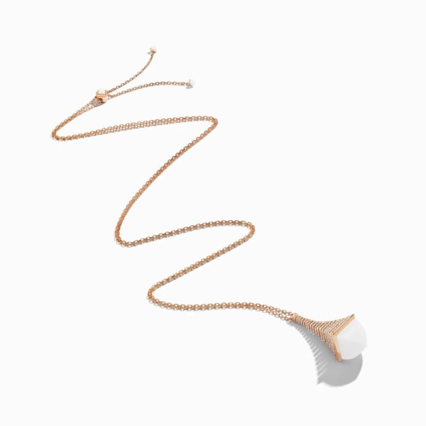 18K ROSE GOLD WHITE AGATE AND DIAMOND REV NECKLACE