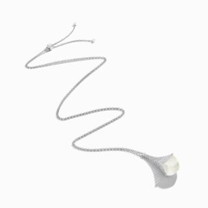 18K WHITE GOLD MOON STONE AND DIAMOND REV NECKLACE