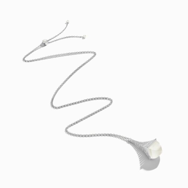 18K WHITE GOLD MOON STONE AND DIAMOND REV NECKLACE