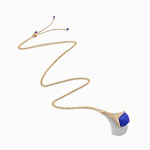 18K YELLOW GOLD LAPIS LAZULI AND DIAMOND REV NECKLACE