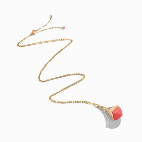 18K YELLOW GOLD PINK CORAL AND DIAMOND REV NECKLACE