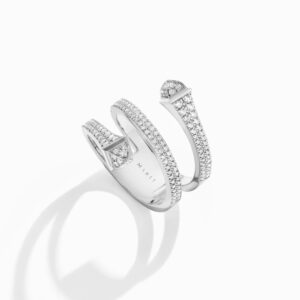 18K WHITE GOLD DIAMOND 2 LAYER THIN RING