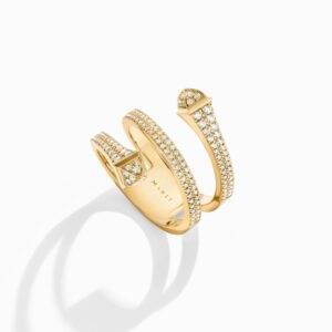 18K YELLOW GOLD DIAMOND 2 LAYER THIN RING