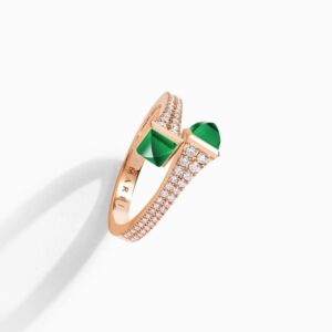 18K ROSE GOLD GREEN AGATE AND DIAMOND THIN RING
