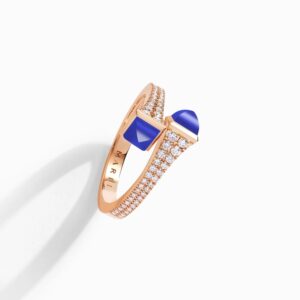 18K ROSE GOLD LAPIS LAZULI AND DIAMOND THIN RING