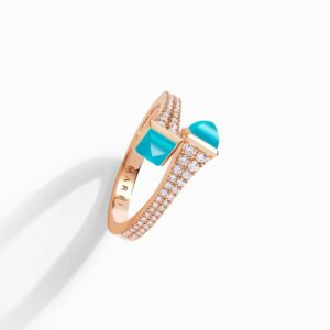 18K ROSE GOLD TURQUOISE AND DIAMOND THIN RING