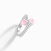 18K WHITE GOLD PINK QUARTZITE AND DIAMOND THIN RING