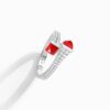 18K WHITE GOLD RED AGATE AND DIAMOND THIN RING