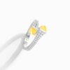 18K WHITE GOLD YELLOW QUARTZITE AND DIAMOND THIN RING