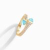 18K YELLOW GOLD SEA BLUE CHALCEDONY AND DIAMOND THIN RING