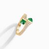 18K YELLOW GOLD GREEN AGATE AND DIAMOND THIN RING