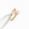18K YELLOW GOLD PINK QUARTZITE AND DIAMOND THIN RING