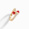 18K YELLOW GOLD RED AGATE AND DIAMOND THIN RING