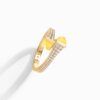 18K YELLOW GOLD YELLOW QUARTZITE AND DIAMOND THIN RING