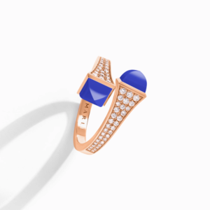 18K ROSE GOLD LAPIS LAZULI AND DIAMOND MEDIUM RING