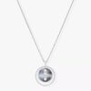 18K WHITE GOLD GRAY MOTHER OF PEARL AND DIAMOND MEDIUM NECKLACE