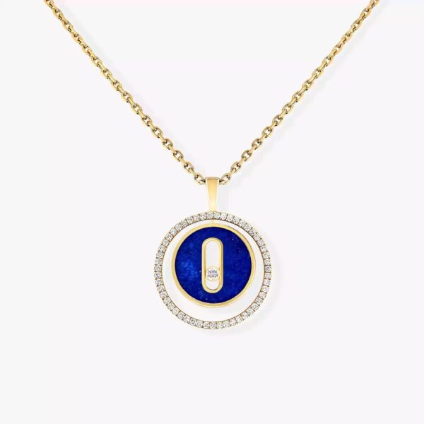 18K YELLOW GOLD LAPIS LAZULI AND DIAMOND SMALL NECKLACE