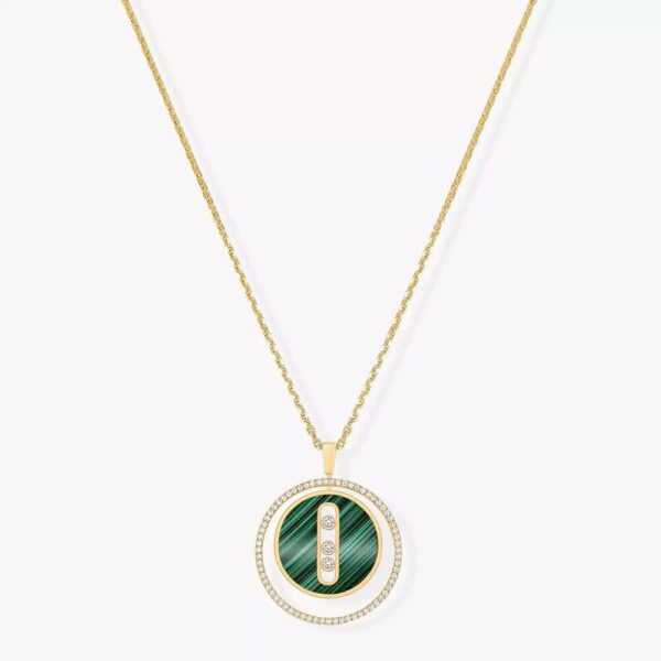 18K YELLOW GOLD MALACHITE AND DIAMOND MEDIUM NECKLACE
