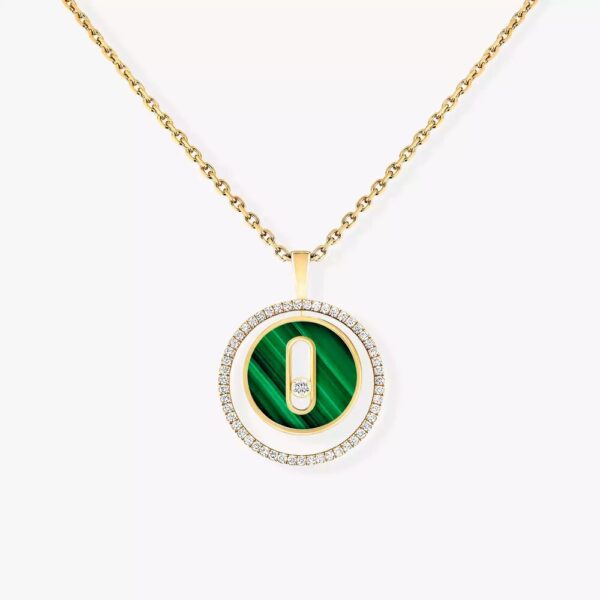 18K YELLOW GOLD MALACHITE AND DIAMOND SMALL NECKLACE
