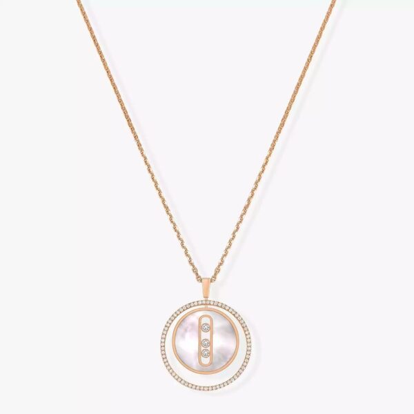 18K ROSE GOLD MOTHER OF PEARL AND DIAMOND MEDIUM NECKLACE