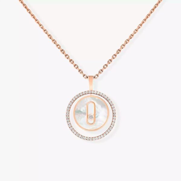 18K ROSE GOLD MOTHER OF PEARL AND DIAMOND SMALL NECKLACE