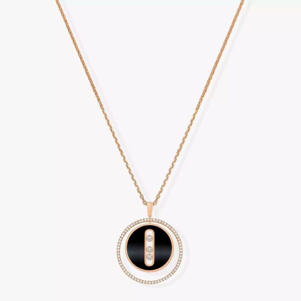 18K ROSE GOLD ONYX AND DIAMOND MEDIUM NECKLACE