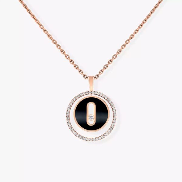 18K ROSE GOLD ONYX AND DIAMOND SMALL NECKLACE