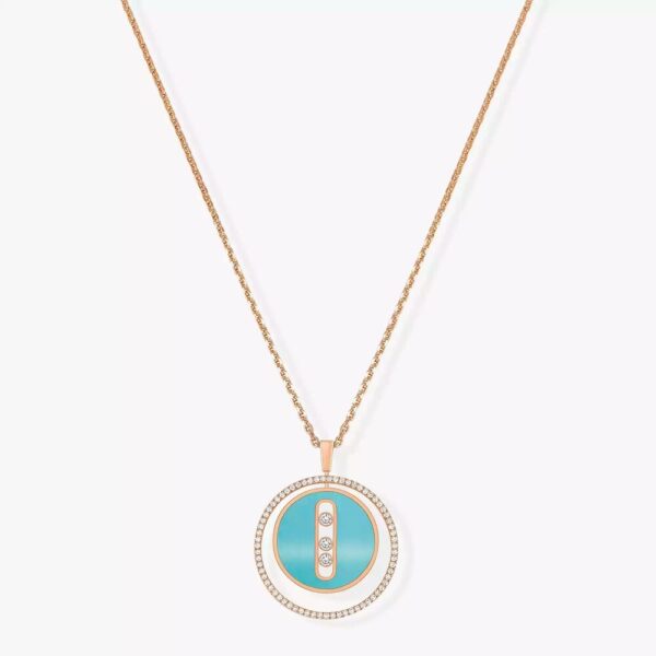 18K ROSE GOLD TURQUOISE AND DIAMOND MEDIUM NECKLACE